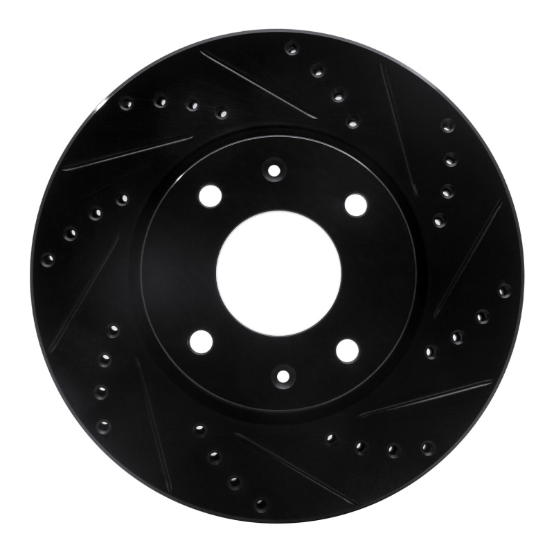 Hyundai Sonata Brake Rotor (1) - Front Right - R1 Concepts - Drilled & Slotted - Black - `02-`06